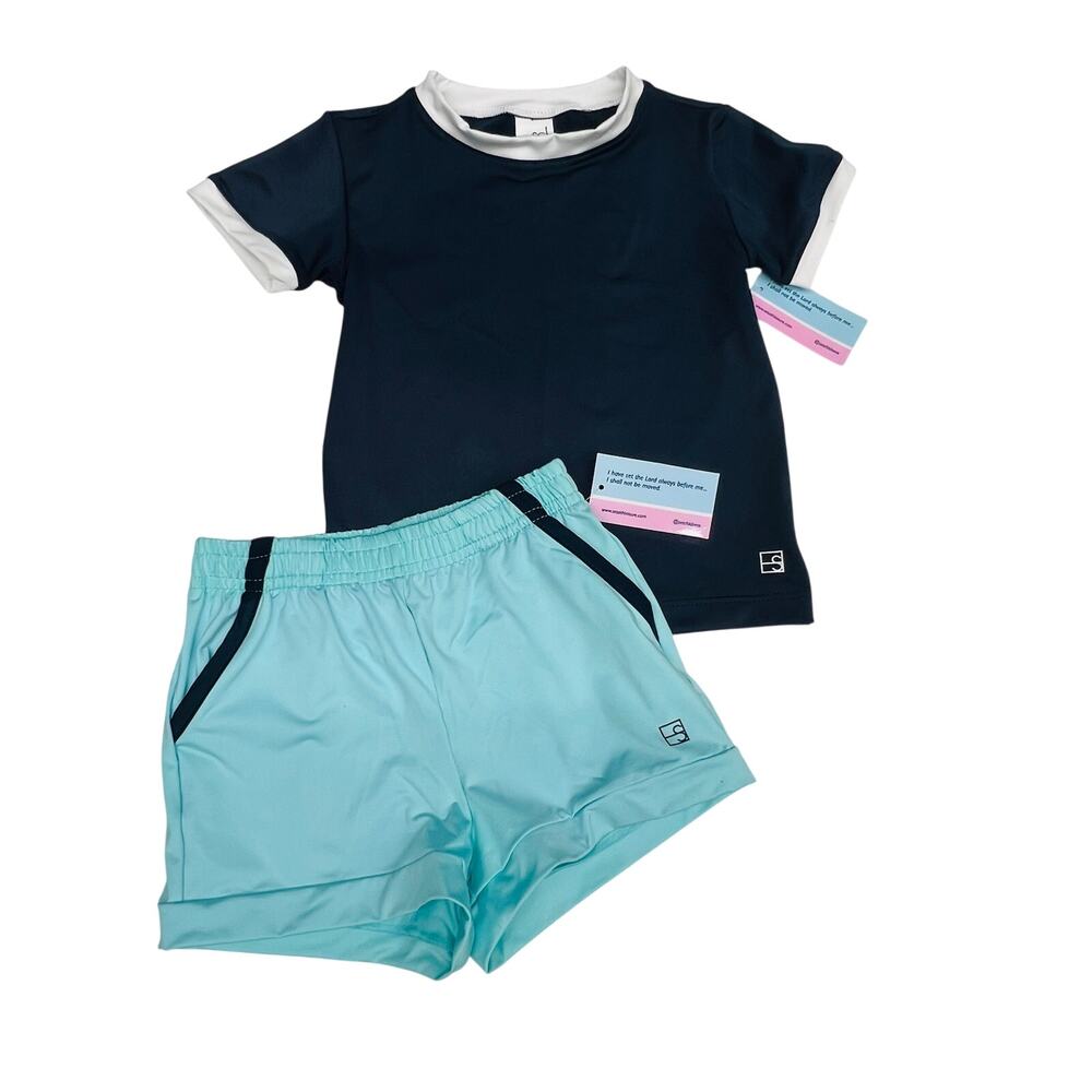 NWT 3T SET Navy & Aqua Short Set